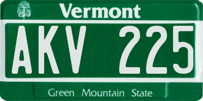VT license plate AKV225