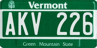 VT license plate AKV226
