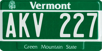VT license plate AKV227