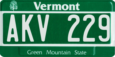 VT license plate AKV229