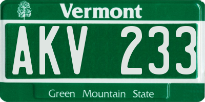 VT license plate AKV233