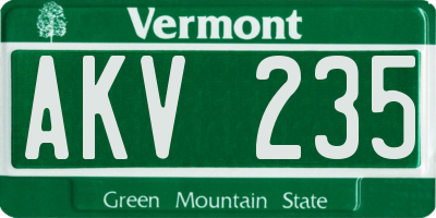 VT license plate AKV235