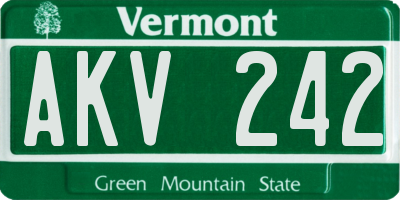 VT license plate AKV242