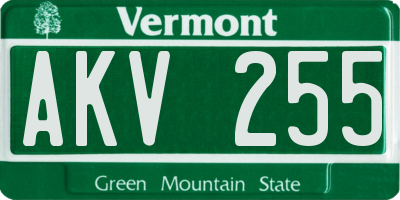 VT license plate AKV255