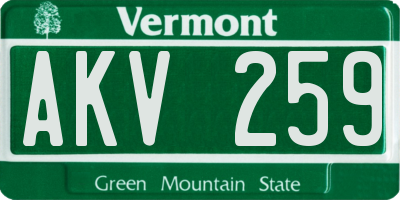 VT license plate AKV259
