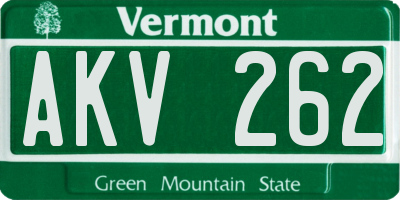 VT license plate AKV262