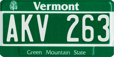 VT license plate AKV263
