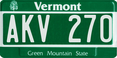 VT license plate AKV270