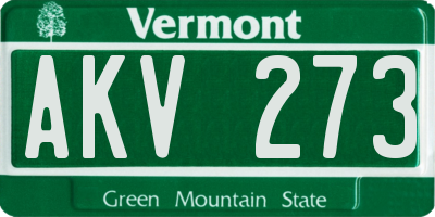 VT license plate AKV273