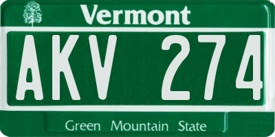 VT license plate AKV274