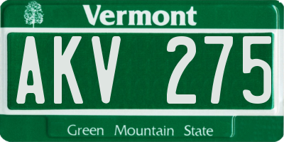 VT license plate AKV275