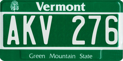 VT license plate AKV276