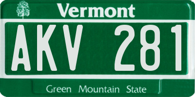 VT license plate AKV281