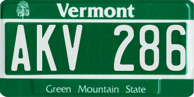VT license plate AKV286
