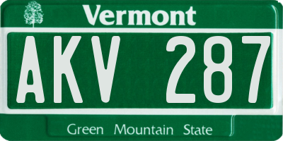 VT license plate AKV287