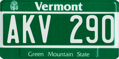VT license plate AKV290