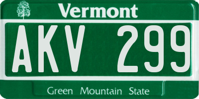 VT license plate AKV299