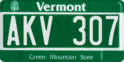 VT license plate AKV307