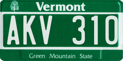 VT license plate AKV310