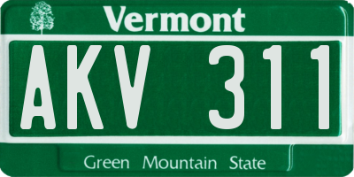 VT license plate AKV311