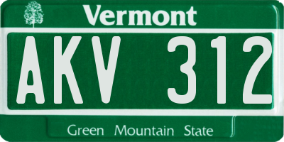 VT license plate AKV312