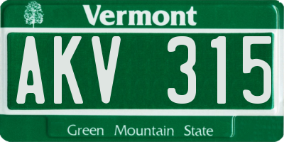 VT license plate AKV315