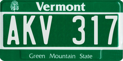 VT license plate AKV317