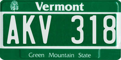 VT license plate AKV318