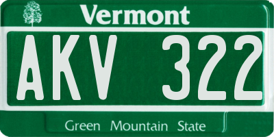 VT license plate AKV322