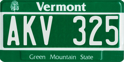 VT license plate AKV325
