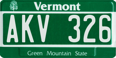 VT license plate AKV326