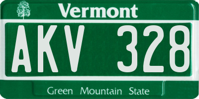 VT license plate AKV328