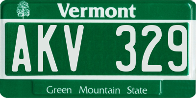 VT license plate AKV329