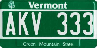 VT license plate AKV333