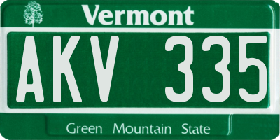 VT license plate AKV335
