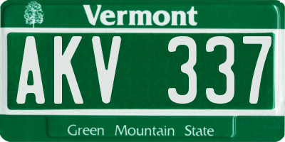 VT license plate AKV337