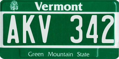 VT license plate AKV342