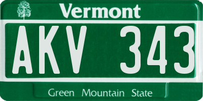 VT license plate AKV343