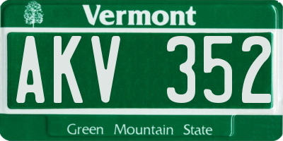 VT license plate AKV352