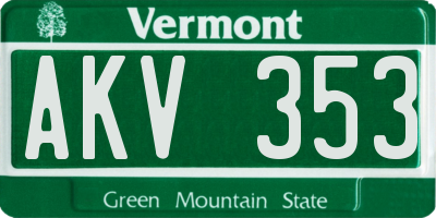VT license plate AKV353