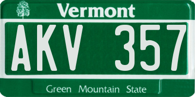 VT license plate AKV357