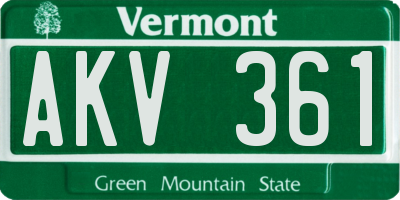 VT license plate AKV361