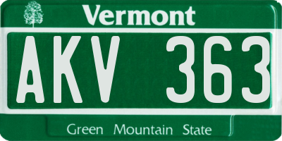 VT license plate AKV363