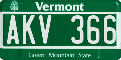 VT license plate AKV366