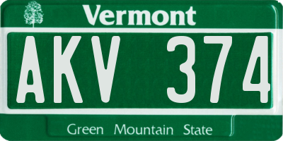 VT license plate AKV374