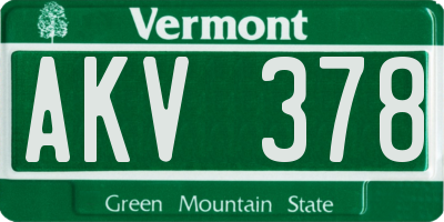 VT license plate AKV378