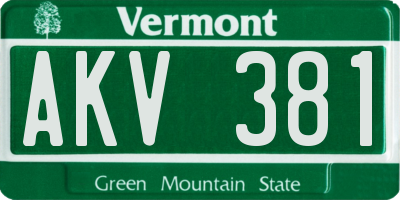 VT license plate AKV381