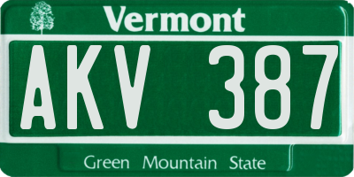 VT license plate AKV387