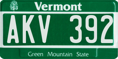 VT license plate AKV392