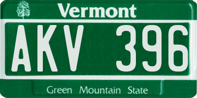 VT license plate AKV396
